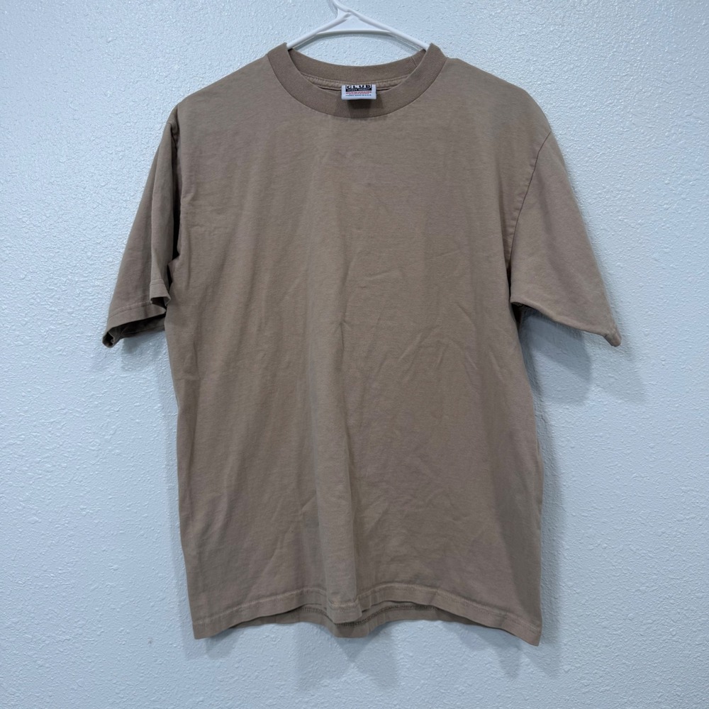 Pro Club Heavy Weight Mens L Khaki Tan Cotton Short Sleeve T-Shirt USA Fabric